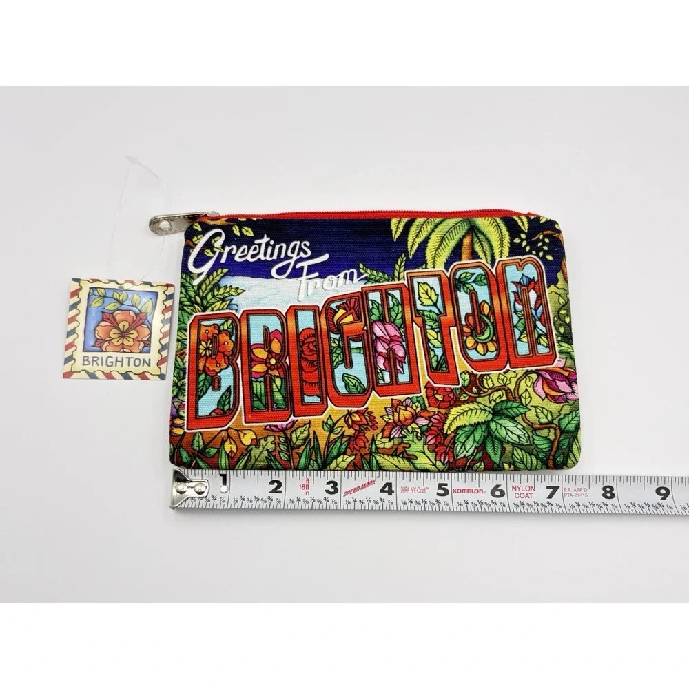NWT Brighton Postcard Pouch Greetings From Brighton Canvas Makeup Bag‎ D30240